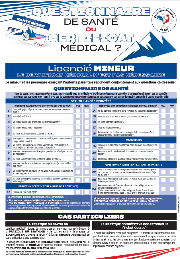 questionn sante mineur